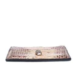 Alexander McQueen Beige/Pink Python Skull Card Holder