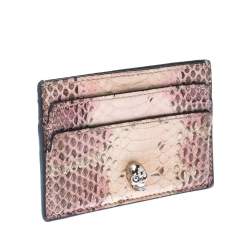 Alexander McQueen Beige/Pink Python Skull Card Holder