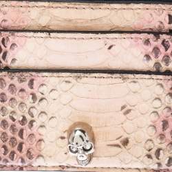 Alexander McQueen Beige/Pink Python Skull Card Holder