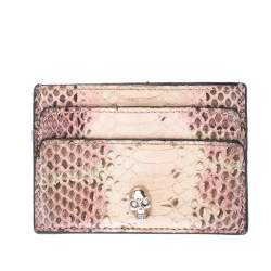 Alexander McQueen Beige/Pink Python Skull Card Holder