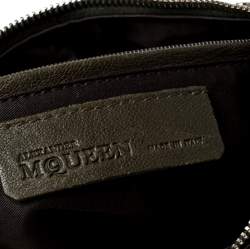 Pre Owned Alexander McQueen Olive Green Leather Medium De Manta Clutch