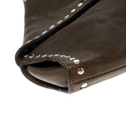 Pre Owned Alexander McQueen Olive Green Leather Medium De Manta Clutch