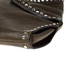 Pre Owned Alexander McQueen Olive Green Leather Medium De Manta Clutch