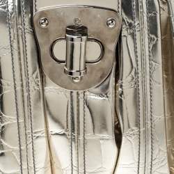 Alexander McQueen Metallic Gold Croc Embossed Patent Leather Elvie Satchel