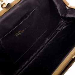 Pre Owned Alexander McQueen Brown Leather and Watersnake Reversible Skull Clutch