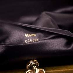 Pre Owned Alexander McQueen Brown Leather and Watersnake Reversible Skull Clutch