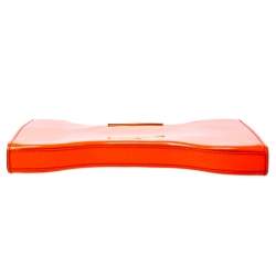 Pre Owned Alexander McQueen Neon Orange Patent Leather Clutch 