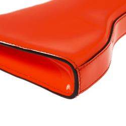 Pre Owned Alexander McQueen Neon Orange Patent Leather Clutch 