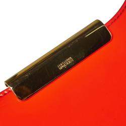 Pre Owned Alexander McQueen Neon Orange Patent Leather Clutch 