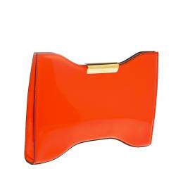 Pre Owned Alexander McQueen Neon Orange Patent Leather Clutch 