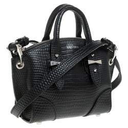 Pre Owned Alexander McQueen Black Lizard Embossed Leather Legend Crossbody Bag