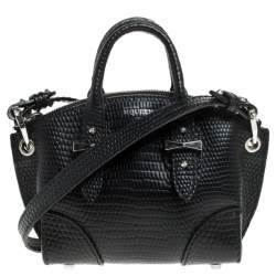 Pre Owned Alexander McQueen Black Lizard Embossed Leather Legend Crossbody Bag
