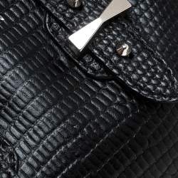 Pre Owned Alexander McQueen Black Lizard Embossed Leather Legend Crossbody Bag