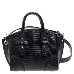 Pre Owned Alexander McQueen Black Lizard Embossed Leather Legend Crossbody Bag