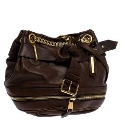 Alexander McQueen Brown Leather Faithful Bucket Tote