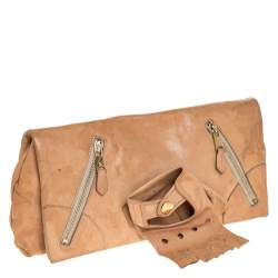 Pre Owned Alexander McQueen Beige Leather Faithful Glove Clutch