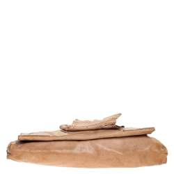 Pre Owned Alexander McQueen Beige Leather Faithful Glove Clutch