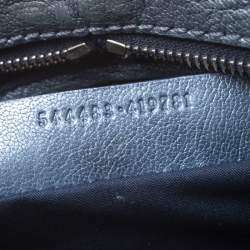 Pre Owned Alexander McQueen Blue Embroidered Denim Padlock Satchel