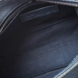 Pre Owned Alexander McQueen Blue Embroidered Denim Padlock Satchel