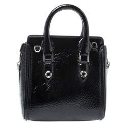 Pre Owned Alexander McQueen Black Patent Leather Mini Heroine Bag