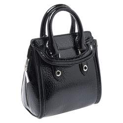 Pre Owned Alexander McQueen Black Patent Leather Mini Heroine Bag
