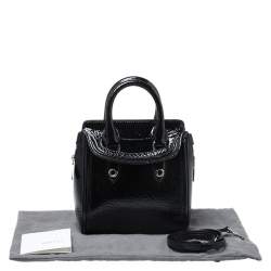 Pre Owned Alexander McQueen Black Patent Leather Mini Heroine Bag
