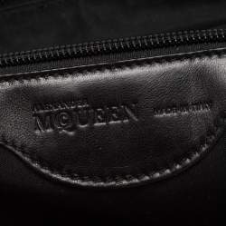 Pre Owned Alexander McQueen Black Patent and Crocodile Embossed Leather Hobo