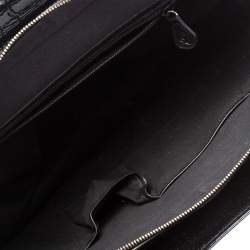 Pre Owned Alexander McQueen Black Patent and Crocodile Embossed Leather Hobo