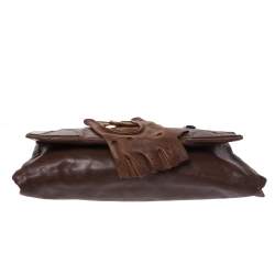 Pre Owned Alexander McQueen Brown Leather Faithful Glove Clutch