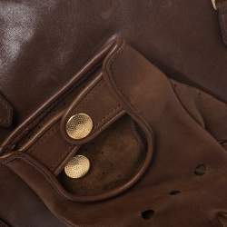 Pre Owned Alexander McQueen Brown Leather Faithful Glove Clutch