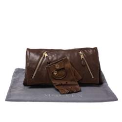 Pre Owned Alexander McQueen Brown Leather Faithful Glove Clutch