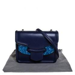 Pre Owned Alexander McQueen Blue Leather Crystal Lucite Heroine Shoulder Bag