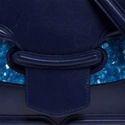 Pre Owned Alexander McQueen Blue Leather Crystal Lucite Heroine Shoulder Bag
