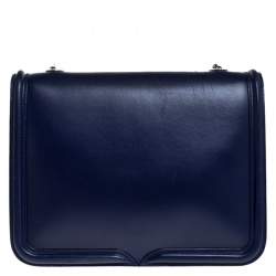 Pre Owned Alexander McQueen Blue Leather Crystal Lucite Heroine Shoulder Bag