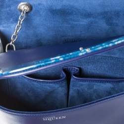 Pre Owned Alexander McQueen Blue Leather Crystal Lucite Heroine Shoulder Bag