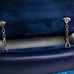 Pre Owned Alexander McQueen Blue Leather Crystal Lucite Heroine Shoulder Bag