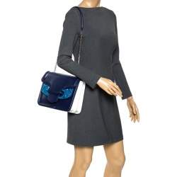 Pre Owned Alexander McQueen Blue Leather Crystal Lucite Heroine Shoulder Bag