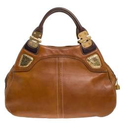 Alexander McQueen Paisley Leather and Snakeskin Hinge Turn Lock Satchel