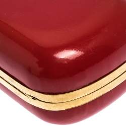 Alexander McQueen Red Patent Leather Skull Box Clutch