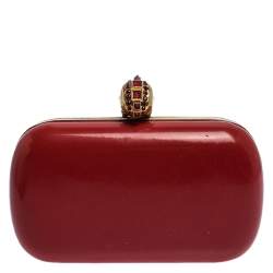Alexander McQueen Red Patent Leather Skull Box Clutch