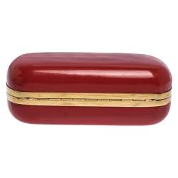 Alexander McQueen Red Patent Leather Skull Box Clutch