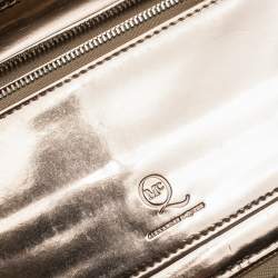 Pre Owned Alexander McQueen Metallic Rose Gold Patent Leather Zip Around Wallet