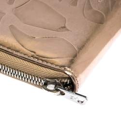 Pre Owned Alexander McQueen Metallic Rose Gold Patent Leather Zip Around Wallet