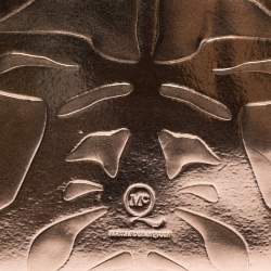 Pre Owned Alexander McQueen Metallic Rose Gold Patent Leather Zip Around Wallet