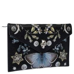 Alexander McQueen Black Leather Skull Card Case