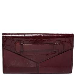 Pre Owned Alexander McQueen Burgundy Patent Leather Envelope Clutch