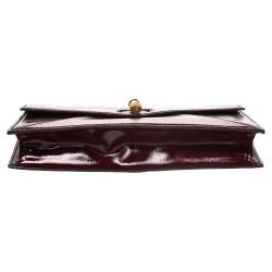 Pre Owned Alexander McQueen Burgundy Patent Leather Envelope Clutch