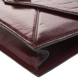 Pre Owned Alexander McQueen Burgundy Patent Leather Envelope Clutch