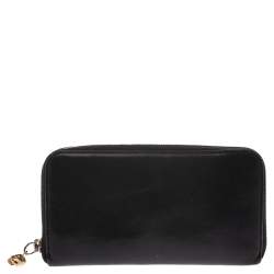 Alexander McQueen Black Leather Zip Around Wallet 