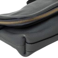 Pre Owned Alexander McQueen Grey Leather Skull Padlock Fold-Over Clutch